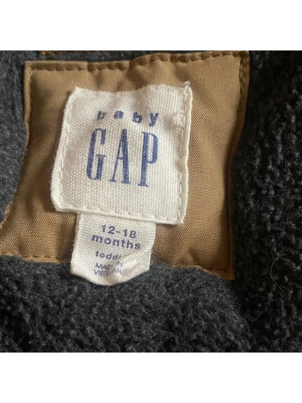 GAP Baby Tan Hooded Jacket Faux Fur Lined Coat Kids